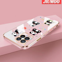 เคส JIUMOO สำหรับ Realme 7 Pro Narzo 20 Pro ขอบสี่เหลี่ยมหมีแพนด้าน่ารักใหม่บางเฉียบหรูหราชุบเคสนิ่มใส่โทรศัพท์เคสกันกระแทกซิลิโคนคลุมทั้งหมดป้องกันเลนส์กล้องเคส