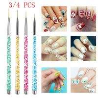 3-4 PC Nail Brush Nail Art Line Painting Pen Rhinestone Acrylic Handle for Emboss Carving Craft Polish Manicure Tool Artist Brushes Tools