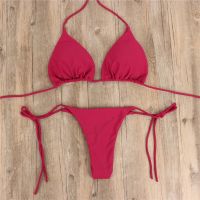 Female Bandage Bathing Suit Summer Sexy Solid Mirco Bikini Set Women Tie Side G-String Thong Swimsuit Brazlian Swimwear Biquini