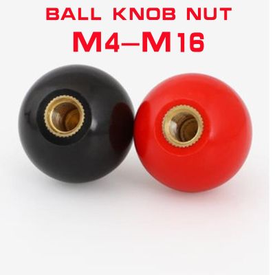 1pc Black or Red Plastic M4 M5 M6 M8 M10 M12 Thread Ball Shaped Head Clamping Nuts Knob