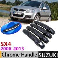 ฝาครอบมือจับประตูสีดำคาร์บอนไฟเบอร์สำหรับ SX4 Suzuki Fiat Sedici Maruti 2006 ~ 2013 2011ชุดแต่งสติกเกอร์อุปกรณ์เสริมโครเมี่ยม (รถยนต์ CHRIME Trim TRIM Yangwmnlifuzhangxiumoyao)