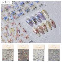 SDINA สติกเกอร์ติดเล็บรูปผีเสื้อเปลือกหอย Perlengkapan Nail Art เครื่องประดับทำเล็บแบบทำมืออุปกรณ์ตกแต่งเล็บผีเสื้อเครื่องประดับเล็บในฝันผีเสื้อสีทองแดงร้านทำเล็บรูปตกแต่งเล็บ