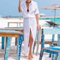 Hot 2023 Women Cotton Swimsuit Cover-ups Tunics for Beach Woman Swimwear Beach Cover up Beachwear Mini Dress Saida de Praia