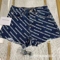 XR3Y Alexander Wang correct version 2022 new summer classic letters full print denim womens shorts burrs hot pants hot girls