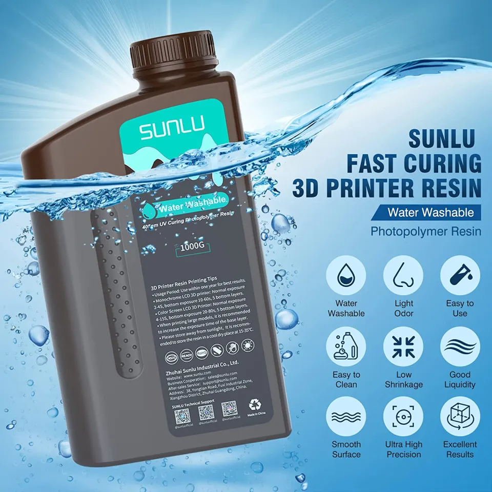 SUNLU Water Washable 3D Printer Resin Fast Curing 3D Resin for CD