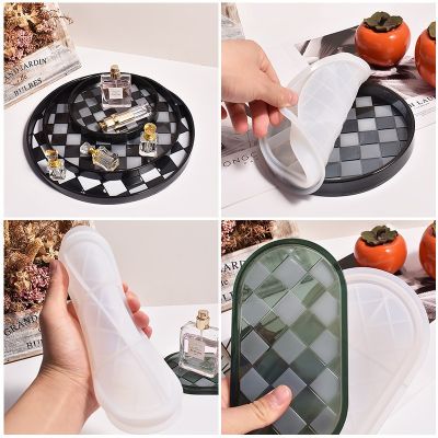 Cement Silicone Mold DIY Coaster Storage Trays Pottery Molds Epoxy Resin Tray Round Oval