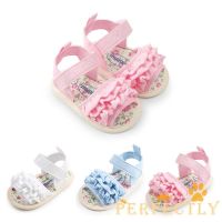 COD DSFGREYTRUYTU Perfectly-Toddler Girl Newborn Baby Ruffled Sandals Summer Canvas Moccasin Shoes Prewalker