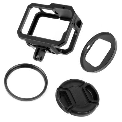 GoPro Hero 10 9 Black Camera Shell CNC Cage Protective Housing Frame Form-Fitted With Cold Shoe 52mm Filter Mount Adapter