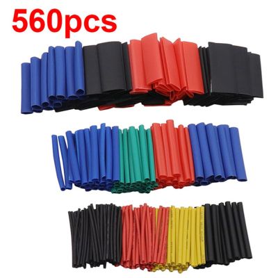 560 PCS Set Polyolefin Shrinking Assorted Heat Shrink Tube Wire Cable Insulated Sleeving Tubing Set 2:1 Waterproof Pipe Sleeve Cable Management