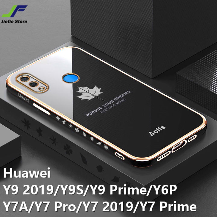jiefie-สำหรับ-huawei-y9-2019-y9s-y9-prime-y7a-y7-2019-y7-pro-y7-prime-y6p-2020-maple-leaf-กรณีโทรศัพท์-luxury-chrome-ชุบ-soft-tpu-cover