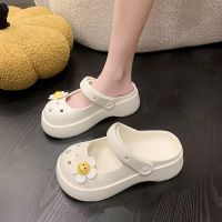 Flower Shoes Womans Slippers Slides Loafers Platform Low Lady Fashion Shale Female Beach Cover Toe 2023 Summer Girl Rubber Luxu