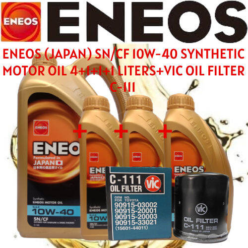 ENEOS (JAPAN) SN/CF 10W40 SYNTHETIC MOTOR OIL 7 LITERS+VIC OIL FILTER