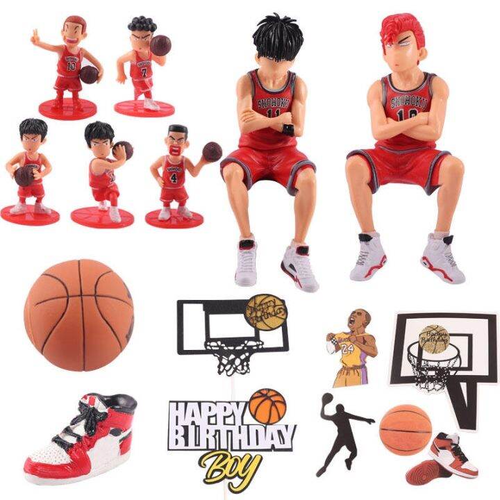 ๑-boys-basketball-boy-cake-decoration-furnishing-articles-slamdunk-theme-birthday-baking-shoes-plug-in