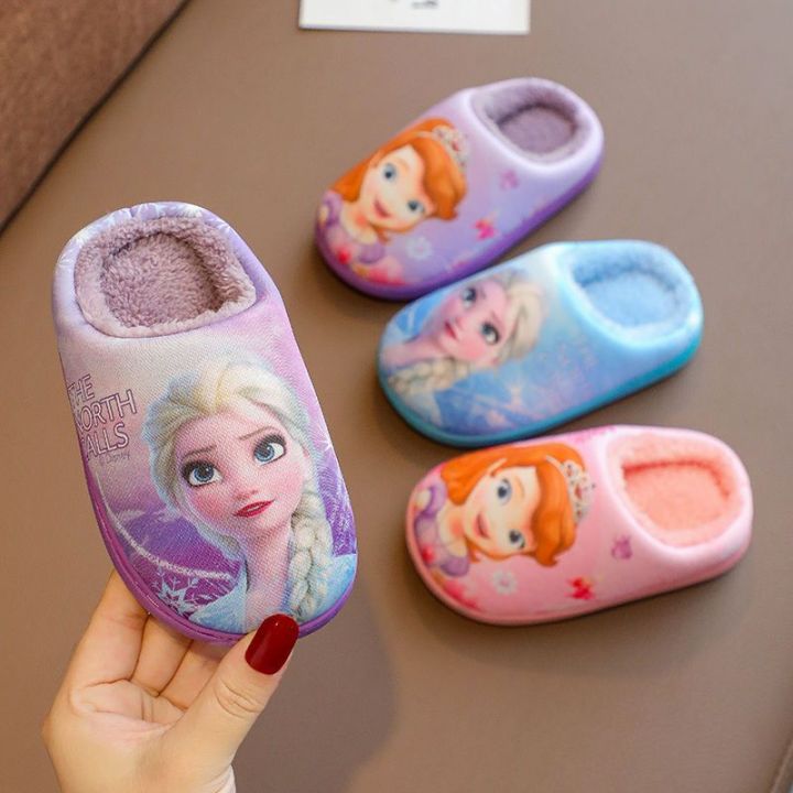 baolongxin-รองเท้าแตะผ้าฝ้ายกันลื่นสำหรับเด็กผู้หญิง-รองเท้าแตะอบอุ่นกันลื่นการ์ตูนเจ้าหญิงฤดูหนาว