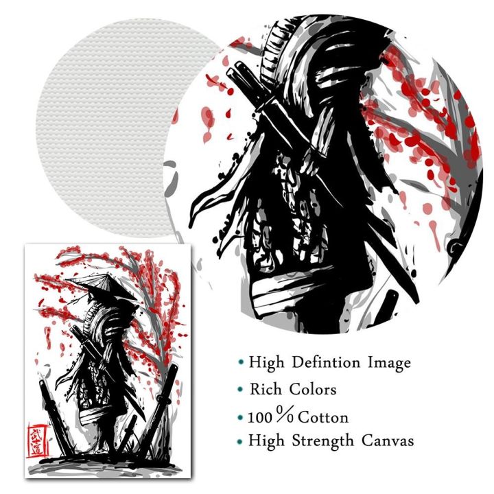 ญี่ปุ่น-samurai-ภาพวาดผ้าใบผนังญี่ปุ่น-kanji-samurai-โปสเตอร์และภาพพิมพ์ตกแต่งบ้านสำหรับห้องนั่งเล่นห้องนอน