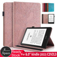 สำหรับ Kindle E-Book 2022พื้นฐานที่วางจำหน่าย6.0 "คุณภาพสูง PU กระเป๋าหนังเคสมีฐานตั้งกระเป๋าเงินแบบฝาพับ Kindle 11th รุ่นใหม่ [โมเดล: C2V2L3] เคสป้องกันลายต้นไม้3มิติ