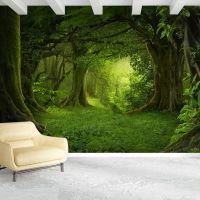 Custom Photo Wall Paper 3D Stereoscopic Space Green Forest Landscape Painting Mural Wallpaper For Living Room Bedroom Wall Decor