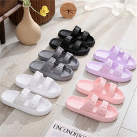 Lucyever Indoor Home Slippers Women Summer Shoes Simple EVA Soft Sole Flip Flops Woman Fashion Double Buckle Flat Sandals Mujer