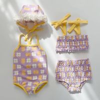 ✧✵ Baby Girls Swimsuit Floral Printing Bikini Suit Kids Swimwear One Piece Children Beach Wear Summer Baby Girls Beachwear