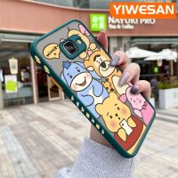 YIWESAN เคสสำหรับ Samsung Galaxy A3 2016 A5 2016ลายการ์ตูนวินนี่ช้อนส้อมมีดหมีพูห์มีน้ำค้างแข็งโปร่งใสขอบสี่เหลี่ยมด้านข้างแบบแข็งลายกล้องปลอกซิลิโคนกันกระแทกเคสนิ่ม