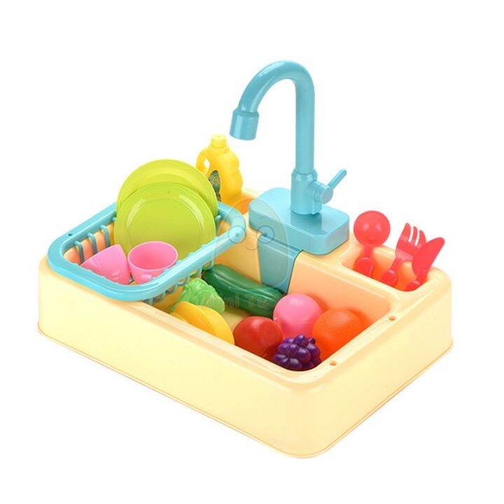 Electric Sink kitchen toy fully automatic Realistic Kitchen Sink Play Set Running Water Role