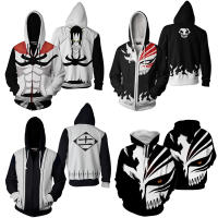 Bleach Hoodie ผู้ชายสบายๆ Hooded Bankai แจ็คเก็ต Kurosaki Ichigo เสื้อกันหนาว Coat