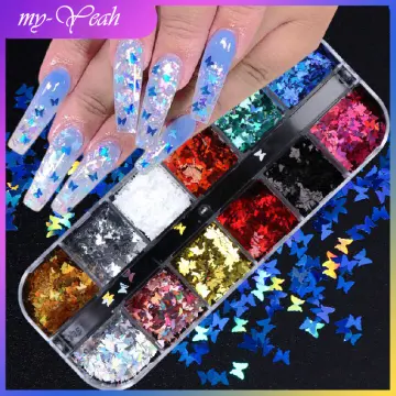 10G/Bag Holographic Mixed Hexagon Shape Chunky Nail Glitter Silver Sequins  Laser Sparkly Flakes Slices Manicure Nails Art Decoration