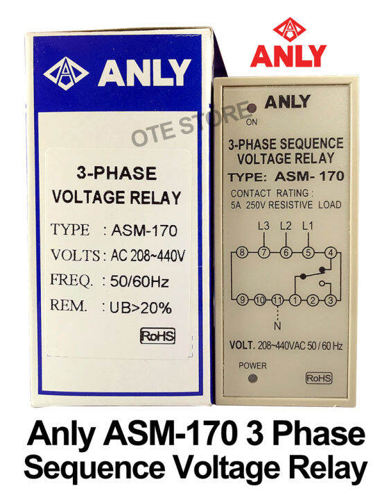 ANLY ASM170 3 Phase Sequence Voltage Relay AC208440V Lazada