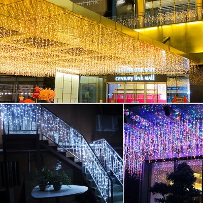 4m 8m 12m 20m Waterproof Outdoor Christmas Light Droop 0.6m Led Curtain Icicle String Lights Garden Mall Eaves Decorative Lights