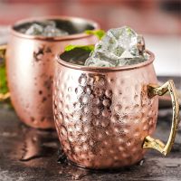 hotx【DT】 500ml Moscow Mule Mug Drum Plated Beer Handgrip Glass Mugs Cups Drinkware