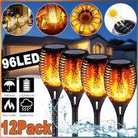 1/2/4/6/8/10/12Pcs Solar Flame Torch Light Flickering Light Waterproof Garden Decoration Outdoor Lawn Path Yard Patio Floor Lamp