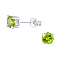 Silver thai 6mm Silver genuine peridot stud earrings with semi precious  ต่างหูเพอริดอทแท้ เงินแท้ 6 มม. เงินแท้925