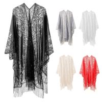 Hot sell Trendy Women Sun Protection Shawl Ladies Lace Tassel Bikini Blouse Summer Beach Smock Kimono Cardigan