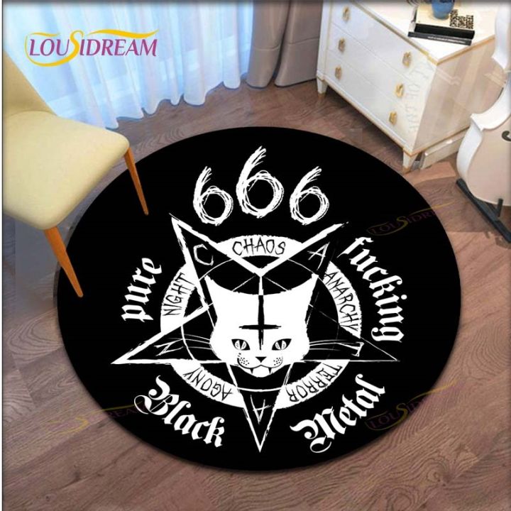 a-shack-satanic-cat-round-area-rugcarpets-forroom-satanic-cat-ชั้น-matroom-ตกแต่งบ้าน