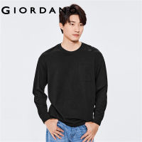 GIORDANO Men T-Shirts Long Sleeve Plain Color Simple Basic Tee Drop Shoulder Loose 100% Cotton Single Pocket T-Shirts 01022823