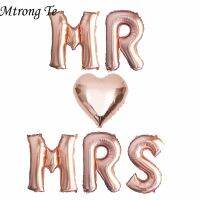 【YF】 6pcs 16inch rose gold letter balloons MRS heart foil balloon Wedding anniversary Valentines day party decoration supplies