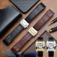 Genuine Leather Watch Strap For Cartier Santos100 Watch Band Waterproof Sweatproof Mens Womens Watch Band 20Mm 23Mm Wristband