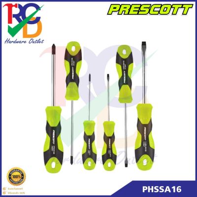 PRESCOTT ชุดไขควง ปากแบน - ปากแฉก 6 ชิ้น รุ่น PHSSA16