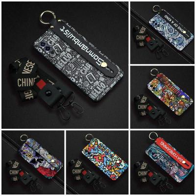 Soft Durable Phone Case For OPPO A55 4G Soft Case cover Wrist Strap Wristband New Phone Holder Kickstand armor case TPU