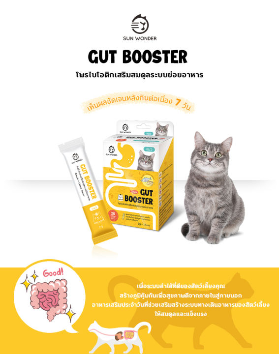 sun-wonder-gut-booster-1-ซอง-เสริมสมดุลระบบย่อยอาหารแมว-ปรับสมดุลลำใส้-เสริมสร้างภูมิคุ้มกันที่ดี-อาหารเสริมแมว