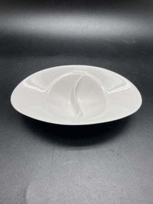 4 Pieces/ 4 ชิ้น - HPD1256-075 ถ้วยน้ำจิ้ม 2 ช่อง Divided bowl 19x11x5.5cm