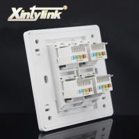 ❁ xintylink rj45 Socket jack modular 4 Port cat5e cat6 Keystone white pc Wall Face plate Faceplate toolless wall socket panel 86mm