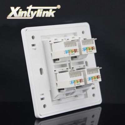 ❁ xintylink rj45 Socket jack modular 4 Port cat5e cat6 Keystone white pc Wall Face plate Faceplate toolless wall socket panel 86mm