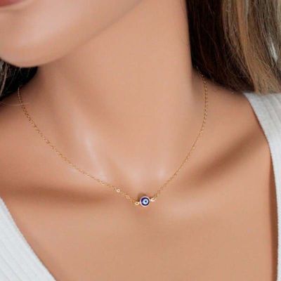 【Shanglife】 Fashion Necklace Women Evil Eye Pendant Blue Magic Eye Simple Ladies Clavicle Chain Jewelry