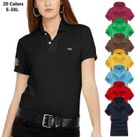 【CW】100 Cotton Summer Womens Polos Shirts New-Embroidery-Logo Casual Short Sleeve Polos Femme T-Shirt Clothing Slim Tees S-3XL