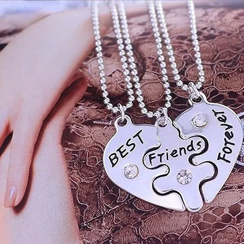 UDIYO 3Pcs Women's Best Friends Forever Heart Shape Jewelry