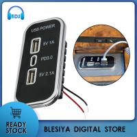 Blesiya อะแดปเตอร์ชาร์จเร็วเต้ารับ USB 12V 24V สำหรับรถจักรยานยนต์รถยนต์รถบรรทุก