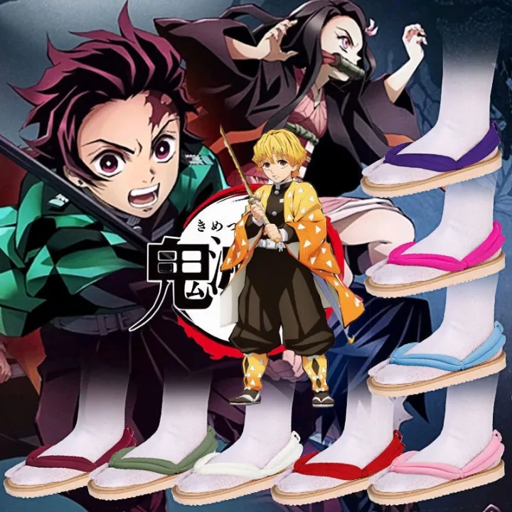 ↂஐ Adult flat heel clogs Demon Slayer Kimetsu Yaiba shoes cosplay ...