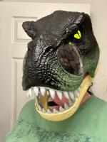 Caffee อัพเกรดหน้ากากไดโนเสาร์ glowing Eyes Roaring Sound Tyrannosaurus Rex ของเล่นไดโนเสาร์สำหรับเด็กฮาโลวีน GIF COSPLAY props