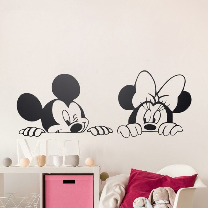 cartoon-mickey-minnie-baby-wall-stickers-for-kids-rooms-decoration-animals-lovely-family-sticker-mural-peel-and-stick-wallpaper